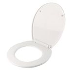 DIVCHI White Soft Close Toilet Seat with Quick Release for Easy Clean Loo Toilet Seat with Adjustable Hinges Standard O Shape Toilet Seat