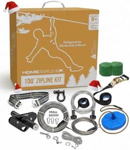 HomeZiplines Zip Line for Kids and Adults Up to 350 Lbs - 100/150 / 200 Ft - Quick Setup Zipline for Backyard Kids and Adults - 100% Rustproof W/Safety Harness - Zip Line for Adults - Zipline Kit