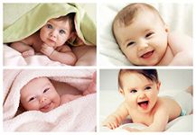 MANIAL Cute Smiling Baby Children Combo HD Wall 300GSM Gloss Laminated Thick Paper Posters for Pregnant Women for Room D�cor (Multicolour, 12x18-Inch) -Set of 4