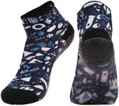 RANDY SUN Low Cut Quick-Dry Barefoot Beach Socks with Anti-Slip TPE Sole, Breathable Lightweight Shoes for Sand, Seamless Aqua Socks, Blue Size 28