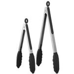 600ºF Heat Resistant Kitchen Tongs: U-Taste 9+12 inch Silicone Cooking Tong Set with Firm Sealed Non Stick Rubber Tips and Silicon Coated 18/8 Stainless Steel Handle for Serving Grilling Salad (Black)