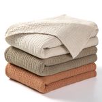 lulumoon Muslin Swaddle Blanket Baby - Cotton Swaddling Blanket Soft Baby Receiving Blanket Neutral 3Pack(Olive)