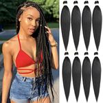 Leeven 8 Packs Pre Stretched Braiding Hair Extension Yaki Texture Hot Water Setting EZ Braids Kanekalon Hair for Coi Leray Braids Black Braiding Crochet Hair Extensions /30 Inch 1B#