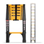 SINMEIRUN 16.5FT/5.0M Telescoping Ladder, Portable Extension Folding Ladder, Multi-Purpose Compact Ladder for Household or Outdoor Work, 330lbs/150kg Max Capacity