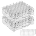 JIZIYRUO 30 Grids Diamond Painting Storage Boxes, Clear Plastic Bead Storage Organizer Box, Diamond Art Accessories Storage Container for Beads Diamonds And Small Items (2 Pack)