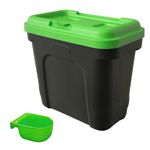 KCT Dry Pet Food Storage Container with Integrated Scoop - Dog Cat Animal Feed Bin Box - 15 Litre/ 7kg - Green