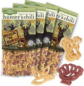 Pastabilities Fun Pasta for Kids - Hunter’s Chili - Deer Bird and Turkey Shaped with Seasoning Mix, Non-GMO Natural Wheat and Vegetable Pasta, All-Natural, Kosher Certified, Made in the USA, (4 Pack, 11.25 oz)