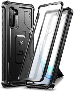 Dexnor for Samsung Note 10 Case, [Built in Screen Protector and Kickstand] Heavy Duty Military Grade Protection Shockproof Protective Cover for Samsung Note 10 - Black