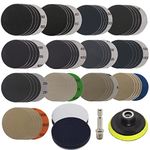 65pcs Sandpaper 7.6cm Sanding Disc 60-10000 Grit Wet Dry Sandpaper with M10 Backing Pad,2pcs Interface Pad for Wood Metal Mirror Jewellery Car Polishing Headlight Cleaner Set