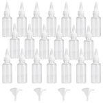 Skibetfo 20pcs 60ml Squeezy Bottles with Nozzles and 4 Funnel Small Plastic Squeeze Bottle Mini Sauce Bottles Clear Condiment Bottles Squeeze Dispensing Bottles for Liquids DIY Crafts Art Painting