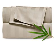 Pure Bamboo Sheets Split King Bed Sheets 5 Piece Set, Genuine 100% Organic Bamboo, Soft & Cooling, Double Stitching, 16 Inch Deep Pockets, Lifetime Quality Promise (Split King, Jacquard Sand)