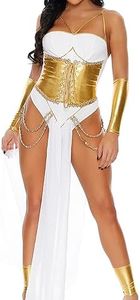 Forplay Womens 3pc. Goddess Adult Sized Costumes, White Gold, Small/Medium US