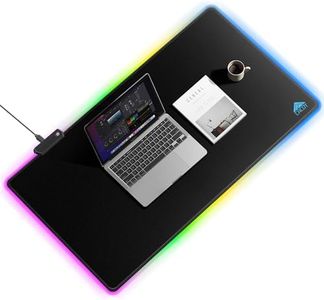Cacoy RGB Mouse Pad XXL, 40" x 20" Extended Desk Mat with Smooth Surface and 9 Lighting Effects, LED Lighting Desk Pad with Stitched Edges and Non-Slip Rubber Base, Gaming Computer Mouse Pad, Black