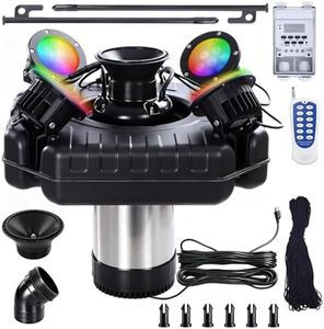 Pond Fountain with Lights,Pond Fountain Aerator with 4 RGB Lights,1HP 750W 110V Floating Pond Fountain with 100FT Power Cord& Timer,Pond Fountains for Large Ponds,Lakes