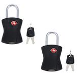 DOCOSS Metal Lock TSA Approved with Keys International Lock for Bag Luggage Travelling Locks Padlock (Black) - Pack of 2