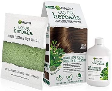 Garnier Color Herbalia Colorazione Permanente per Capelli 100% Vegetale, Riflessi Naturali e Luminosi, Capelli Rivitalizzati e Densificati, Castano Caramello