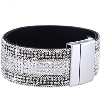 Morella Pulsera de la Mujer Pulsera Brillante con Piedras de zirconia y Cierre magnético Blanco