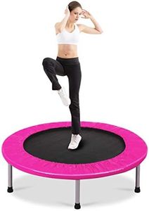 COSTWAY Mini Trampoline Set, 38" Foldable Fitness Bouncer with Padding & Springs Elastic Safe for Indoor Outdoor Exercise Workout, 150kg Weight Capacity (Pink)