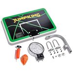 JumpKing Trampoline Basketball Hoop Set – 7.5" Dia. Breakaway Metal Ring with Goose Neck Pole & Inflatable Mini Basketball (Fits Most Trampoline Models)