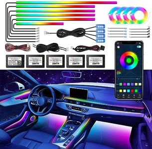 WEBUPAR Dreamcolor Acrylic Car Interior Led Kit, Car Accessories 22 in 1 RGB Car Ambient Lighting Kits with APP Control and 213 Color Modes, Multicolor RGBW Neon Car LED Strip Lights with Music Mode