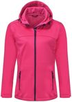 USHARESPORTS Softshell Jacket Women Fleece Lined Lightweight Jacket Waterproof Coat with Hooded Outdoor Hiking ROSA M