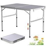 Lucn 3ft Folding Camping Table, Portable Foldable Pop-Up Picnic Tables for Outdoor Indoor Garden, Balcony Market Kitchen Work Table, 2 Height 67/37cm, Table Top Size: 90x60cm