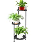 KHayRovies 3 Tier Plant Stand Indoor Tall, Black Metal Corner Plant pot Stands for Multiple Plants, Flower Pot Stands Outdoor Holders Plant Shelf Display Rack for Garden Balcony Patio Living Room (A)