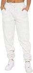 Waitfairy Women's Winter Fleece Sweatpants Casual Comfy High Waisted Workout Cinch Bottom Joggers Pants with Pocket, Glacier Grey, Medium