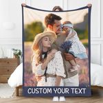 Gowelly Custom Blanket with Picture, Personalized Photo Blankets Throw with Photos for Adults Kids Family Best Friend in Birthday Christmas Wedding Customizable Pictures Gifts (1 Photo/Text)