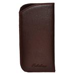 Calabria Soft Slip-In Glasses Case Brown for Men/Women Designer Faux Leather Felt Lining Eyeglasses/Sunglasses 6.5"x3.35"