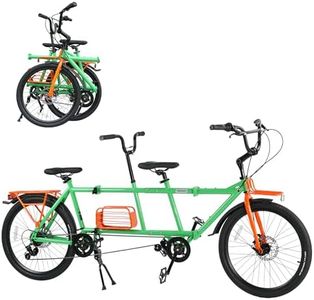 ZUKKA 24 Inch Tandem Bike 3-Fold Tandem Bike 6 Speed Folding Bike Dual Disc Brakes Adult Beach Cruise Bike Adjustable Seat Double Seat for Adult Women Men Senior Couple
