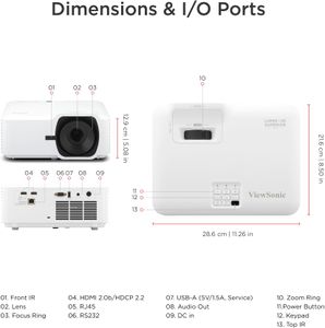 ViewSonic LS740HD Laser Projector – 5500 Lumens, Full HD, 4K Input, 30,000h Life