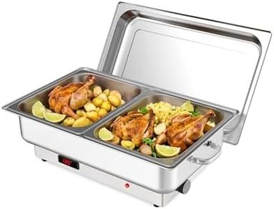 Takywep Electric Chafing Dish,Food Warmer and Servers, 2 x 4.5QT Rectangular Half-Size Stainless Steel Chafing Dish Set with Temperature Control Display for Parties, Catering, Festivals