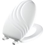 Mayfair 127ECA 000 Sculptured Swirl Toilet Seat Will Never Loosen and Easily Remove, White, Elongated
