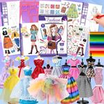 Fashion Designer Kits for Girls Gifts 6 7 8 9 10 11 12 Years, Fashion Design Studio with Sticker Book Sketchbook,Fabrics, 3 Mannequins & Pencils, Fashion Sewing Craft Kit Birthday Gifts Toys for Girls