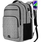 Extra Large Backpack 50L Big Travel Laptop Backpack ZMGKISS 17.3 Inch TSA Carry On Backpack with USB Port Durable AntiTheft Water Resistant Notebook College School Bag Gifts for Men Women Grey Grey