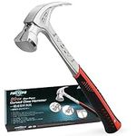 FIRSTINFO H58120 One-Piece Curved Claw Hammer with Magnetic Nail Starter, Solid Steel Handle, 20 Oz