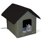 K&H PET PRODUCTS Extreme Weather Insulated Outdoor Cat House Shelter Olive/Black 19 X 22 X 17 Inches - Heated