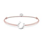 THOMAS SABO LS124-173-19-L20V Nylon and 925 Sterling Silver Horseshoe Bracelet 20 cm Beige