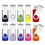 8GB Memory Stick 10 Pack,SRVR Flash Drive USB 2.0 Swivel Thumb Drives Data Storage Jump Drive Zip Drive Memory Sticks External Devices with Led Indicator(10 Mixed Color With Lanyard)