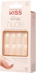 KISS Salon Acrylic French Nude Fake Nails, Cashmere, Medium, 28 Count