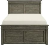 Starlight Canyon Home King Platform Bed, Solid New Zealand Pine, Grey Distressed Craftsman Finish, Oxidized Iron Hardware