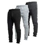 Ultra Performance 3 Pack Fleece Active Tech Joggers for Men, Mens Sweatpants with Zipper Pockets, Black / Charcoal / Heather Grey, Medium