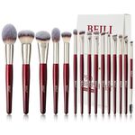 BEILI Makeup Brushes 15Pcs Original Make up Brushes Set Vegan Foundation Concealers Blush Eyeshadow Eyeliner Powder Highlighter Blending Face Brush Set(Red)