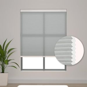 Changshade Cellular Shades Cordless Blinds for Indoor Windows, Honeycomb Blinds Pleated Window Shades Light Filtering for Bedroom, Bathroom, Shade Size 72 inch High 53 inch Wide, Gray