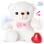 BSTAOFY Recordable Teddy Bear Heartbeat Stuffed Animal Plush Toy Recording What You Say for 30s Birthday Get Well Valtntines for Toddler Kids Boys Girls, 8''