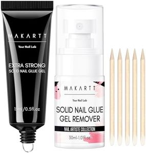 Makartt Nail Glue and Remover Kit: Super Strong Solid Gel for Press on Tips, 30ml Glues Remover for Easy Polish Removal, Nails Art Supplies for Salon and Home Use