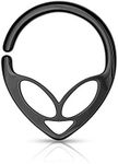 FIFTH CUE Alien 316L Surgical Steel Bendable Hoop Ring for Nose Septum, Daith & Ear Cartilage (16G | 5/16" (8mm) | Black)