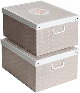Lavatelli Set 2 pezzi Scatole armadio in cartone, organizer per vestiti e biancheria, per cambio stagione, Pois 49x40xh24 cm