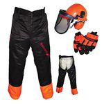 Chainsaw Safety Kit Helmet Gloves & Chaps Type Trousers Ideal For All Users